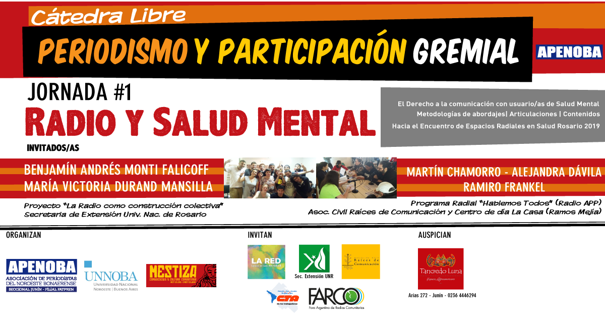 Con una jornada sobre Radio y Salud Mental se relanza la Cátedra Libre de Periodismo y Participación Gremial